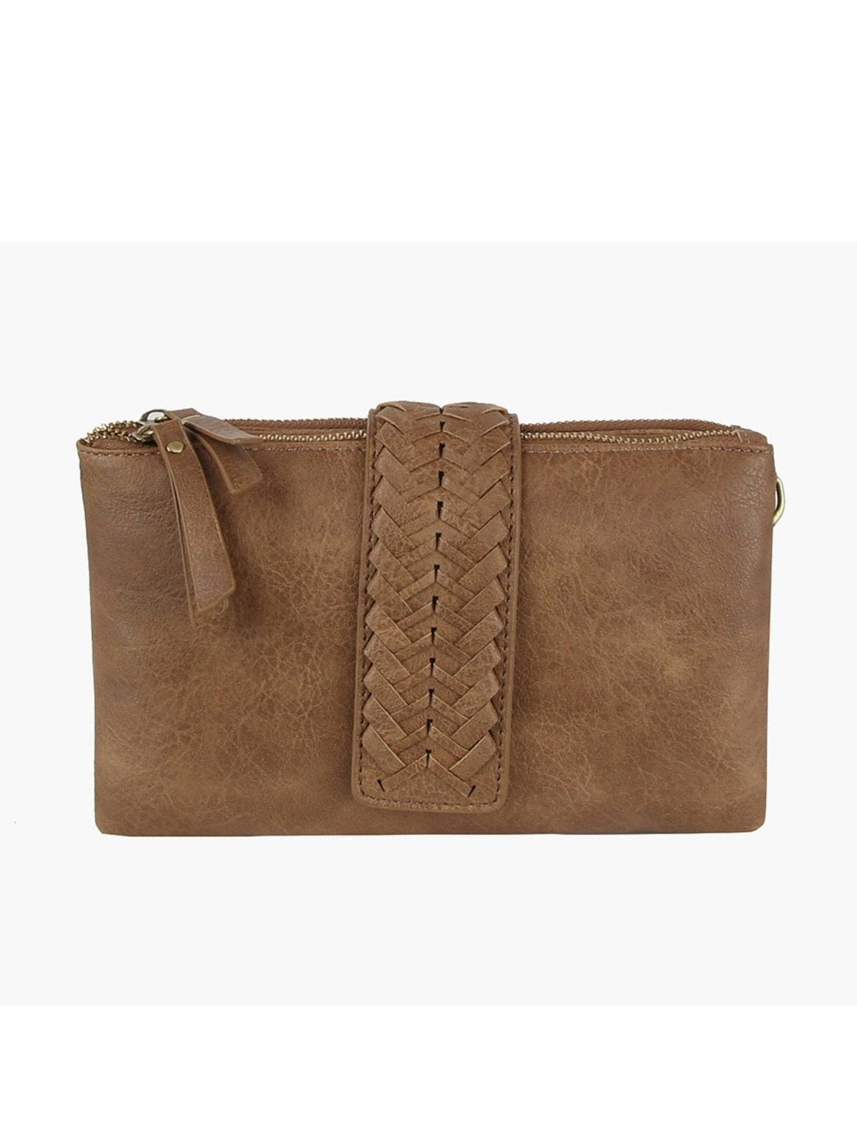 Weston Braided Strap Clutch Wallet – Vegan Leather Crossbody Option