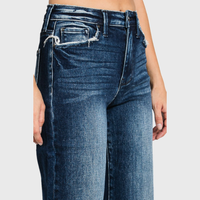 The Elsie Super High Rise Stretch Wide Leg Jeans – Dark Wash Classic Denim