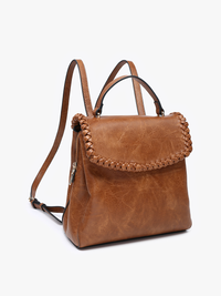 Jen & Co. Blossom Whipstitch Trim Backpack – Structured Vegan Leather Bag