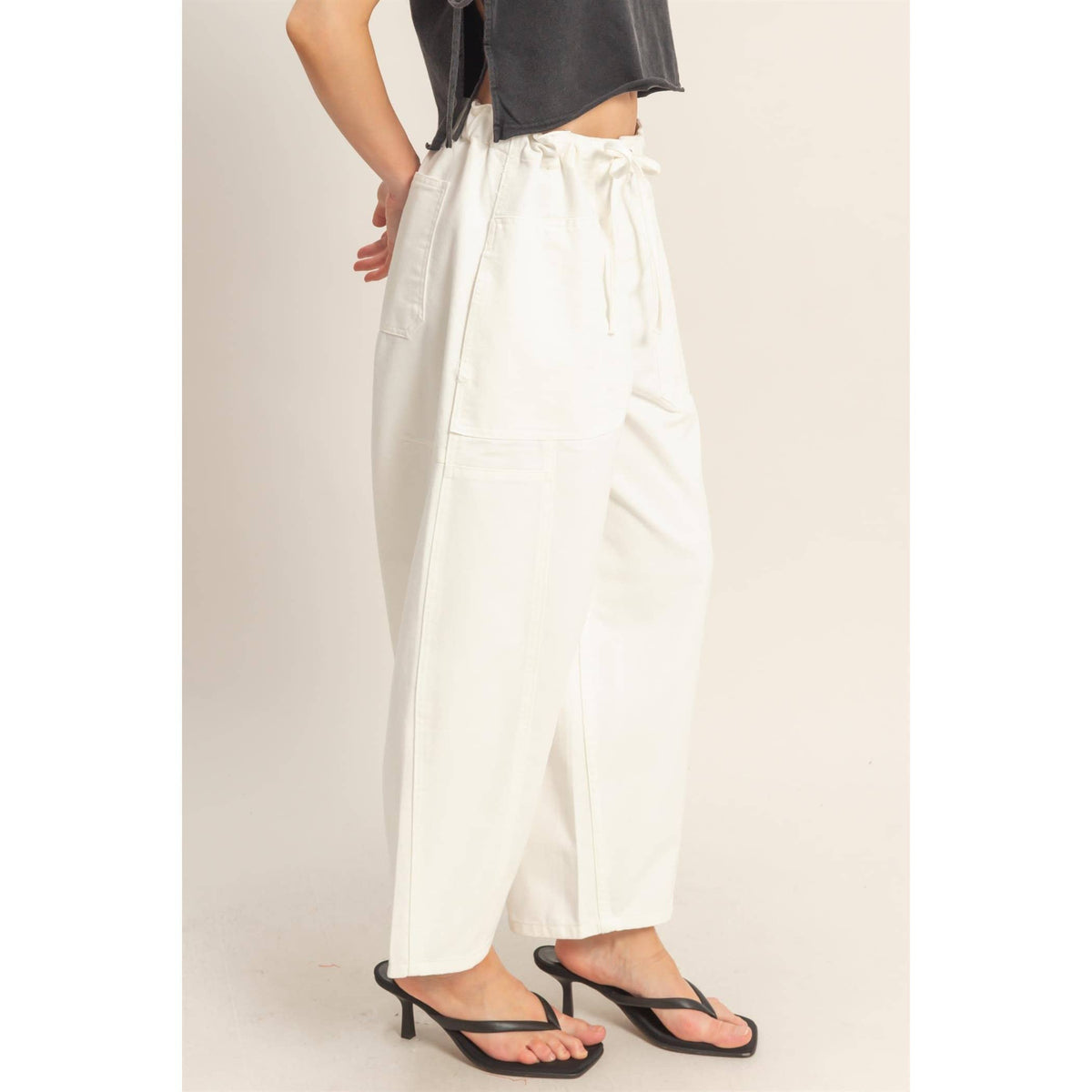 Wide Pants With Oversize Pockets: L.BLUE / S-M-L(2-2-2)