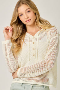 The Juniper Crochet Hoodie Sweater: Off White