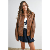 Copper Canyon Faux Leather Jacket: Camel