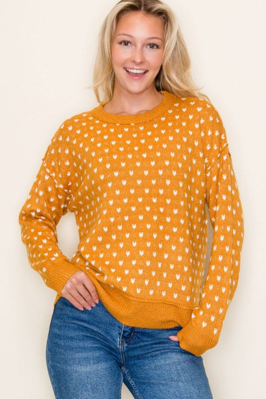 The Hattie Heart Knit Sweater – Golden Mustard