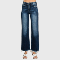 The Elsie Super High Rise Stretch Wide Leg Jeans – Dark Wash Classic Denim
