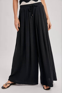The Everly Flowing Wide Leg Pants: Lt Olive – High Waist Drawstring Palazzo