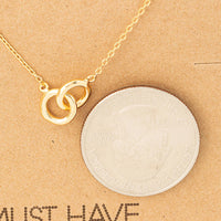 Dainty Dual Circle Link Pendant Necklace – Minimalist Necklace Gold or Rose Gold