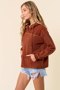 Tracy Hoodie With Cute Floral Contrast: Rust