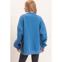 Enzyme Washed Mock Neck Sweatshirt: H.GRAY / S-M-L(2-2-2)