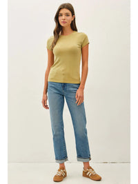 The Merrin Classic Ribbed Baby Tee – Fitted Crew Neck Essential T-Shirt for Women