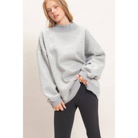 Enzyme Washed Mock Neck Sweatshirt: H.GRAY / S-M-L(2-2-2)