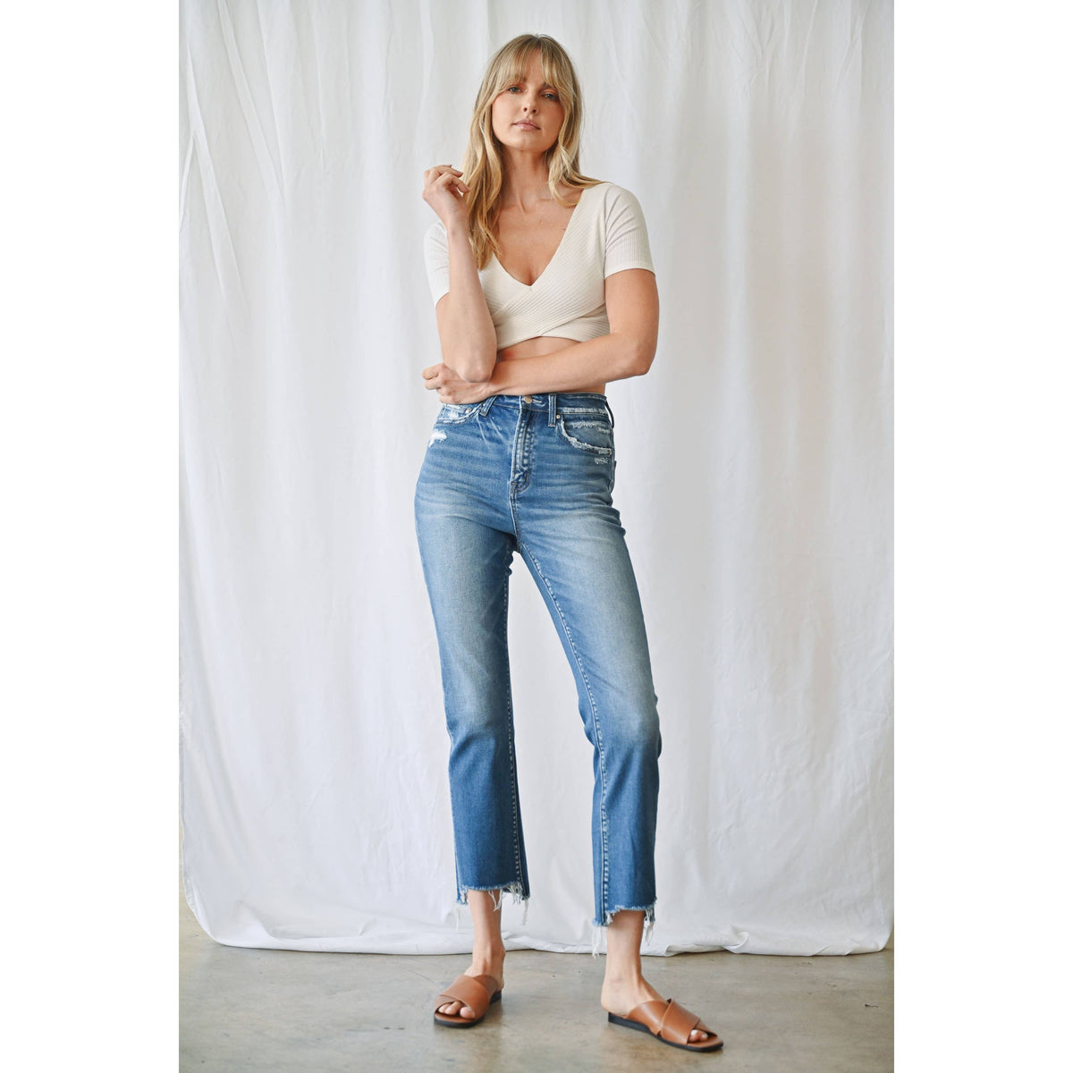 Sienna Step Hem Super High Rise Straight Jeans – Mica Denim