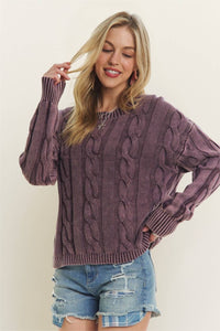 Good Intentions Cable Knit Sweater: Plum