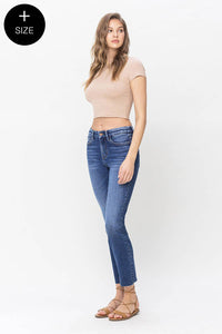 Vervet by Flying Monkey Plus Size High Rise Cropped Slim Straight Jean: Medium Wash