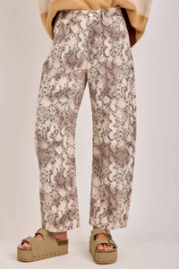 Wild Side Snakeskin Barrel Pants: vintage taupe