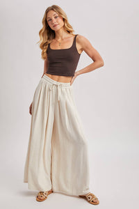 The Everly Flowing Wide Leg Pants: Lt Olive – High Waist Drawstring Palazzo
