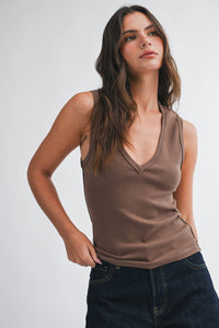 Sadie Ribbed V-Neck Tank