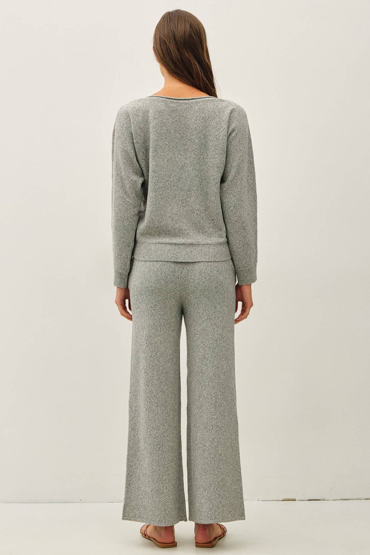 Soft Spoken Boat Neck Sweater: Heather Grey