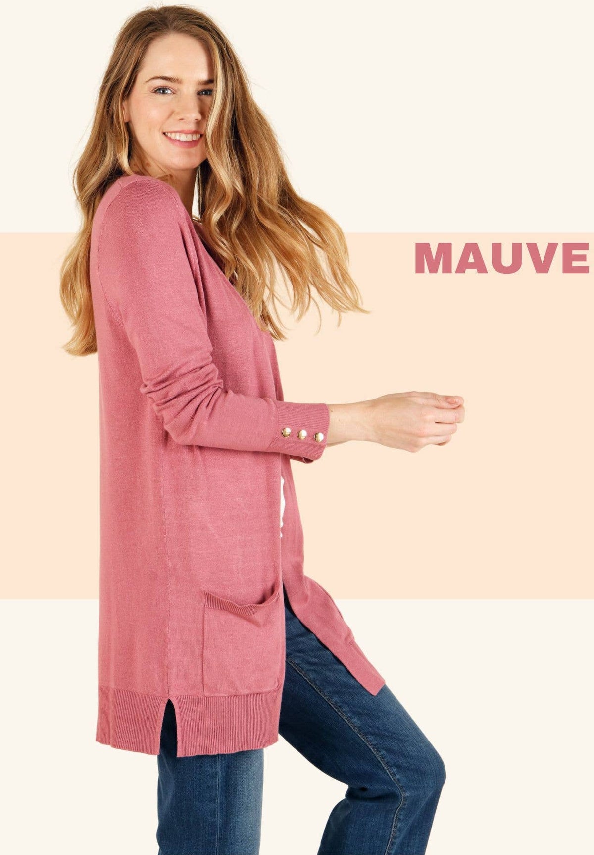 Carter Super Soft Knit Cardigan: Mauve