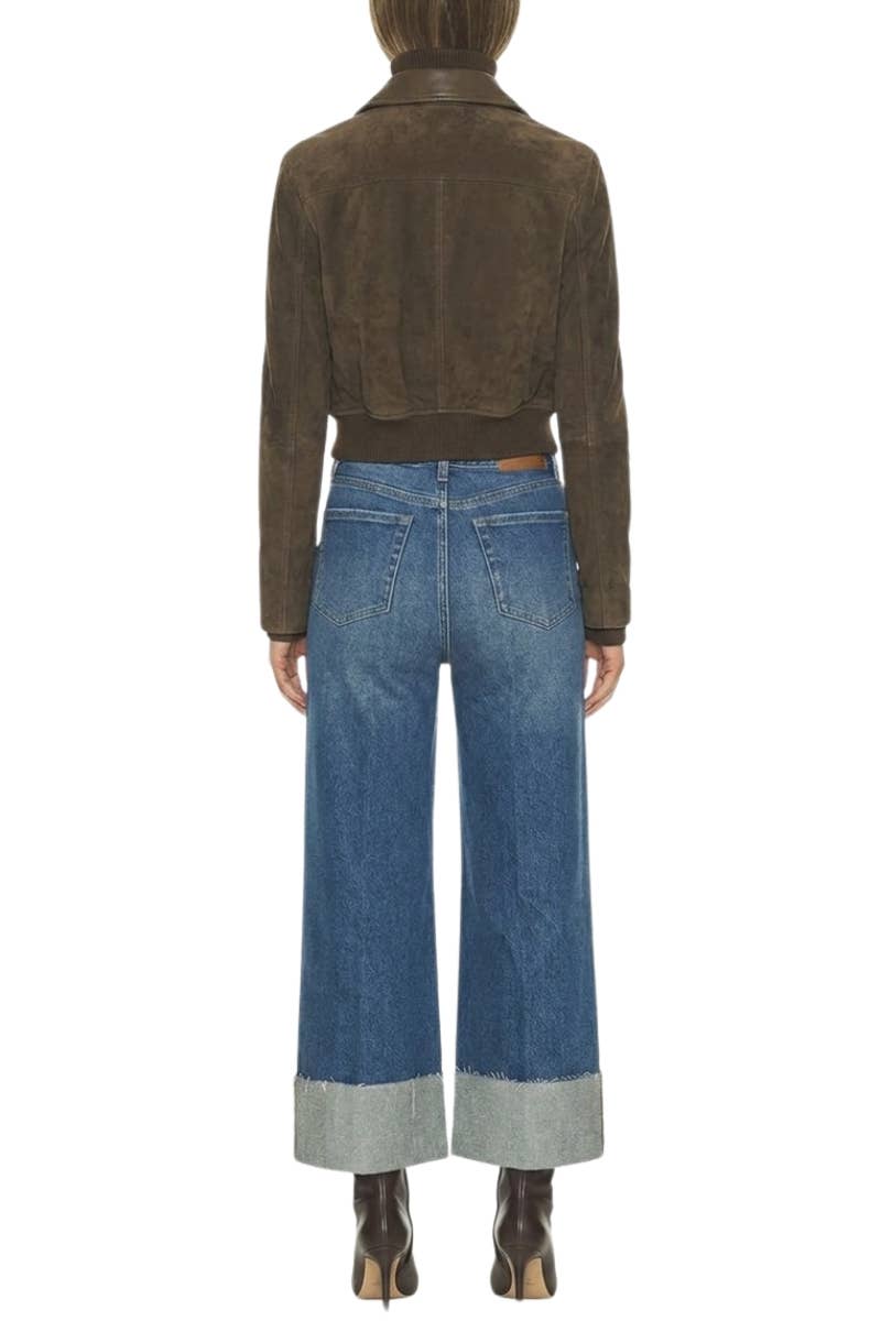 The Sutton Convertible Cuff Jeans: Dark Wash