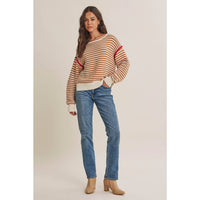 Apple Orchard Stripe Sweater: taupe/multi