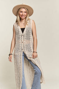 Maggie Summer Crochet Long Sleeveless Vest