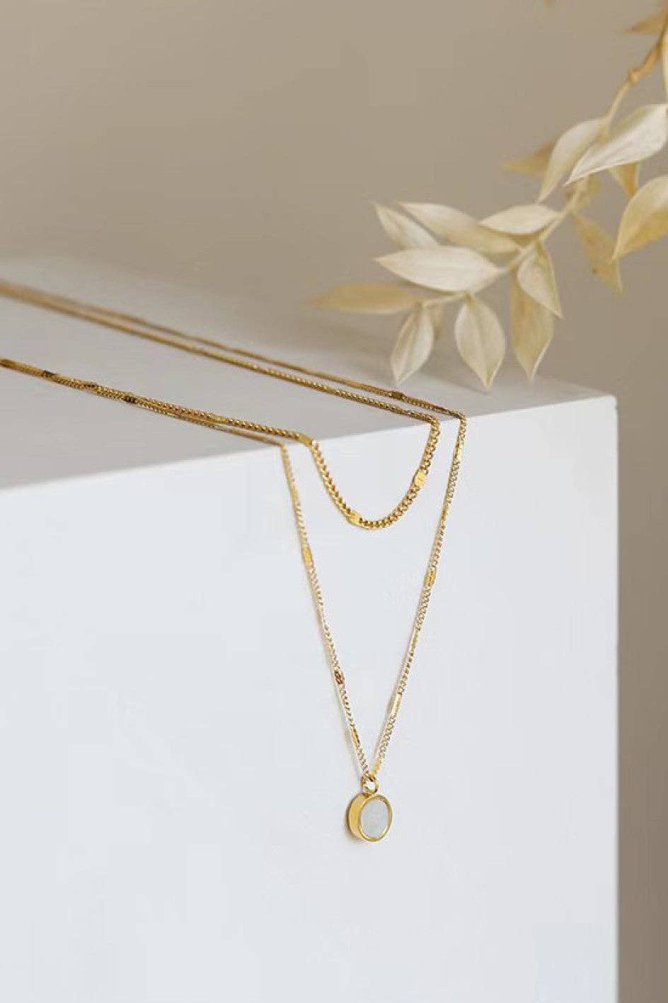 The Loxley Double Layer Charm Necklace – 18K Gold Dipped Waterproof Stainless Steel Necklace