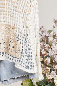 The Coastal Hideaway Crochet Hoodie: Cream