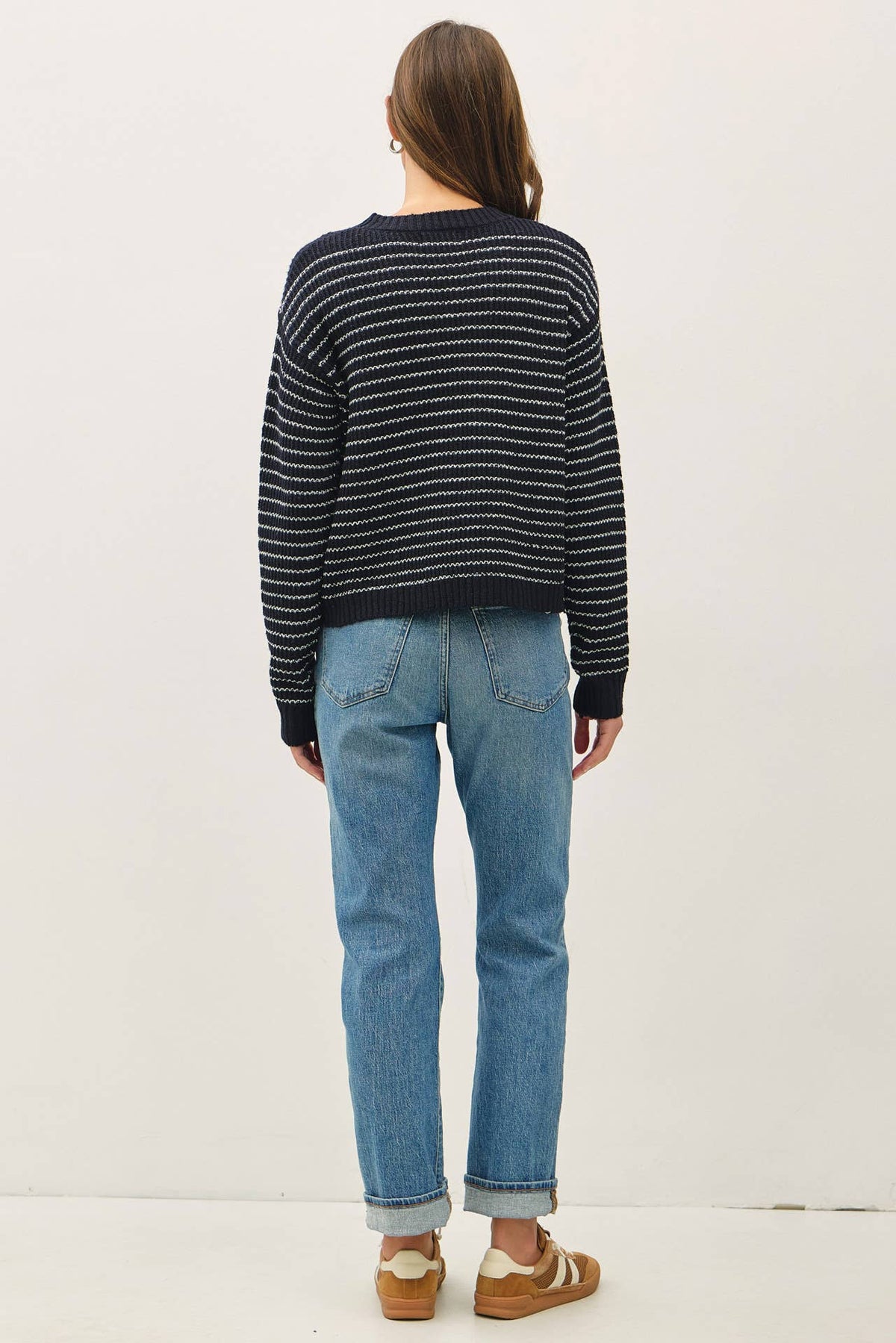 The Fine Line Stripe Sweater: Navy
