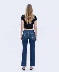 HIGH RISE FRAYED HEM KICK FLARE JEANS T5414: CHEMICAL MOOD / 24