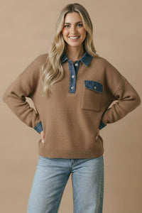 The Hadley Denim Trim Sweater