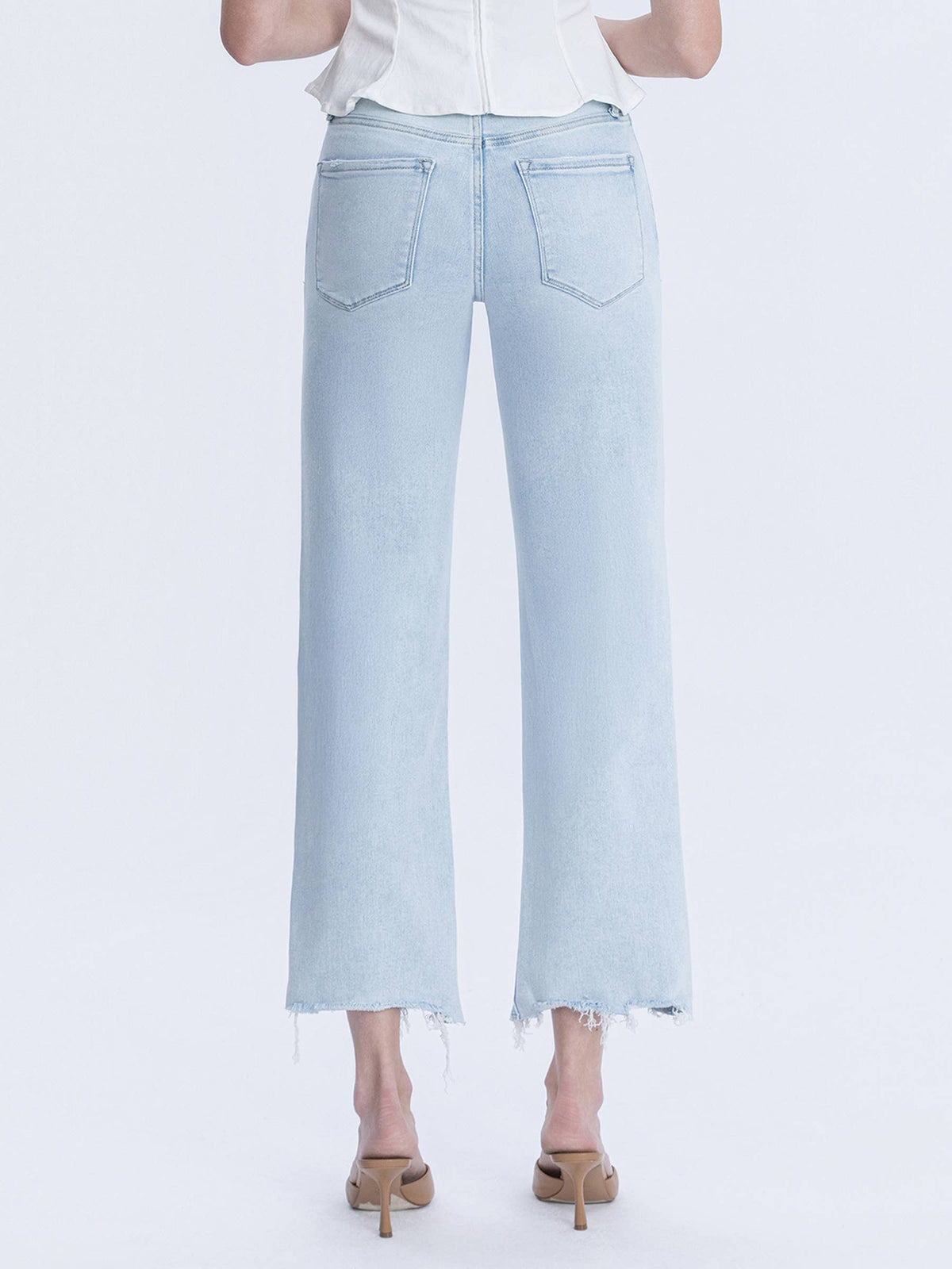 Vervet by Flying Monkey Aileeah High Rise Slim Wide Leg Jean: Light Wash