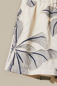 The Willow Floral Shorts: Cream/Navy– Elastic Waist Lightweight Everyday Shorts
