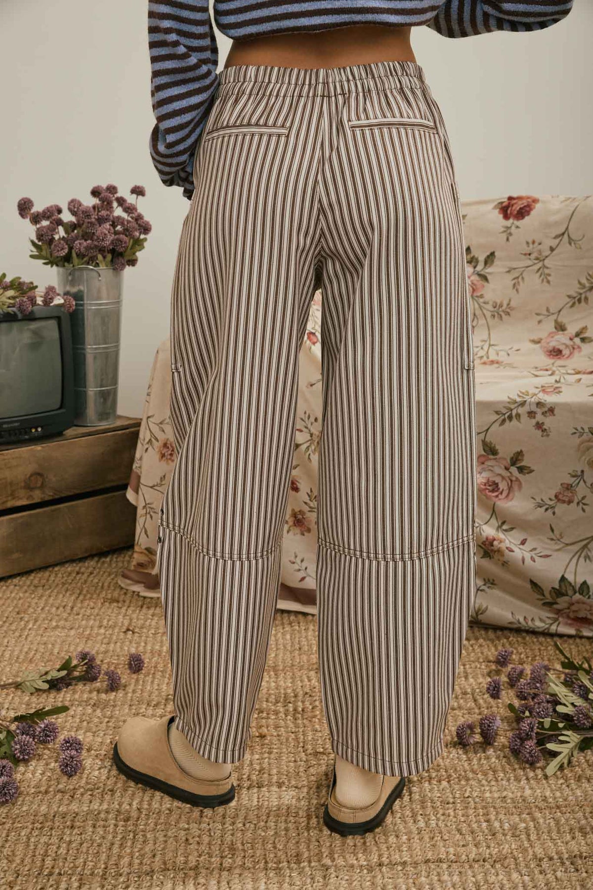 Harbor Stripe Utility Pants: Brown