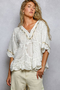 Meadow Song Embroidered Blouse: Off White