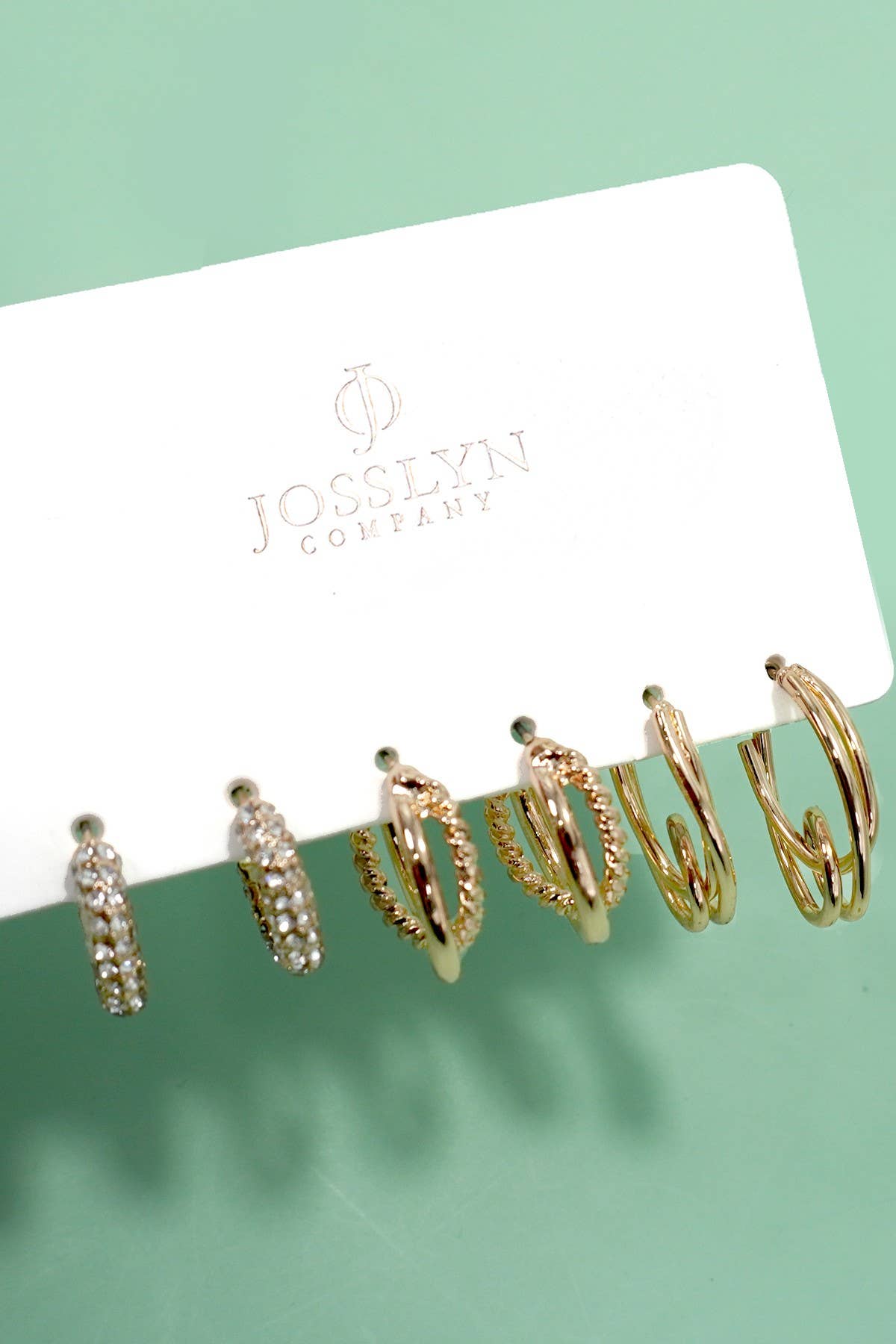 Gold Rhinestone Huggie Hoop Earring Trio – Titanium Post Hypoallergenic Set