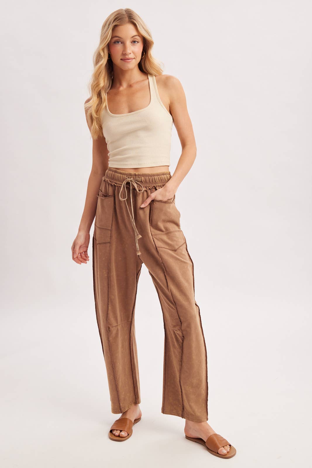 Vintage Wash Utility Pants: Latte