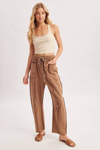 Vintage Wash Utility Pants: Latte