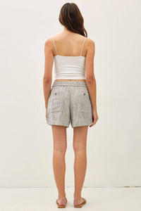 The Maris Striped Linen Blend Shorts – Drawstring Elastic Waist Lightweight Shorts