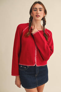 The Rowan Blanket-Stitch Cardigan | Northern Belle Boutique