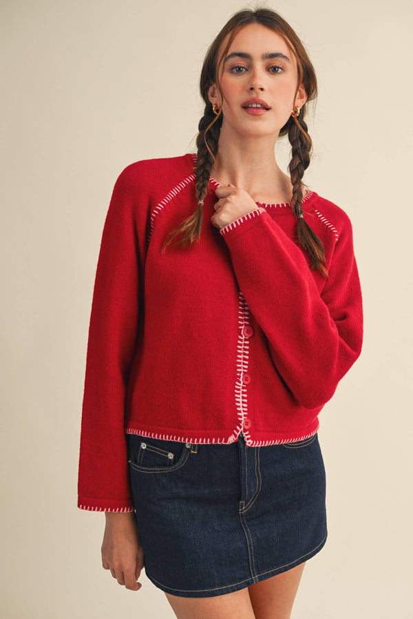 The Rowan Blanket-Stitch Cardigan | Northern Belle Boutique
