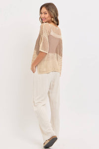 Jade Slouchy Open-Knit V-Neck Top