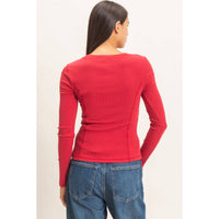 Main Character Scoop Neck Top: Red