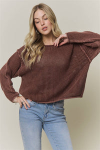 No Plans Textured Cotton Sweater: Brick