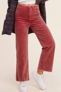Everly Mineral Wash Corduroy Wide Leg Pants – Cinnamon & Clove