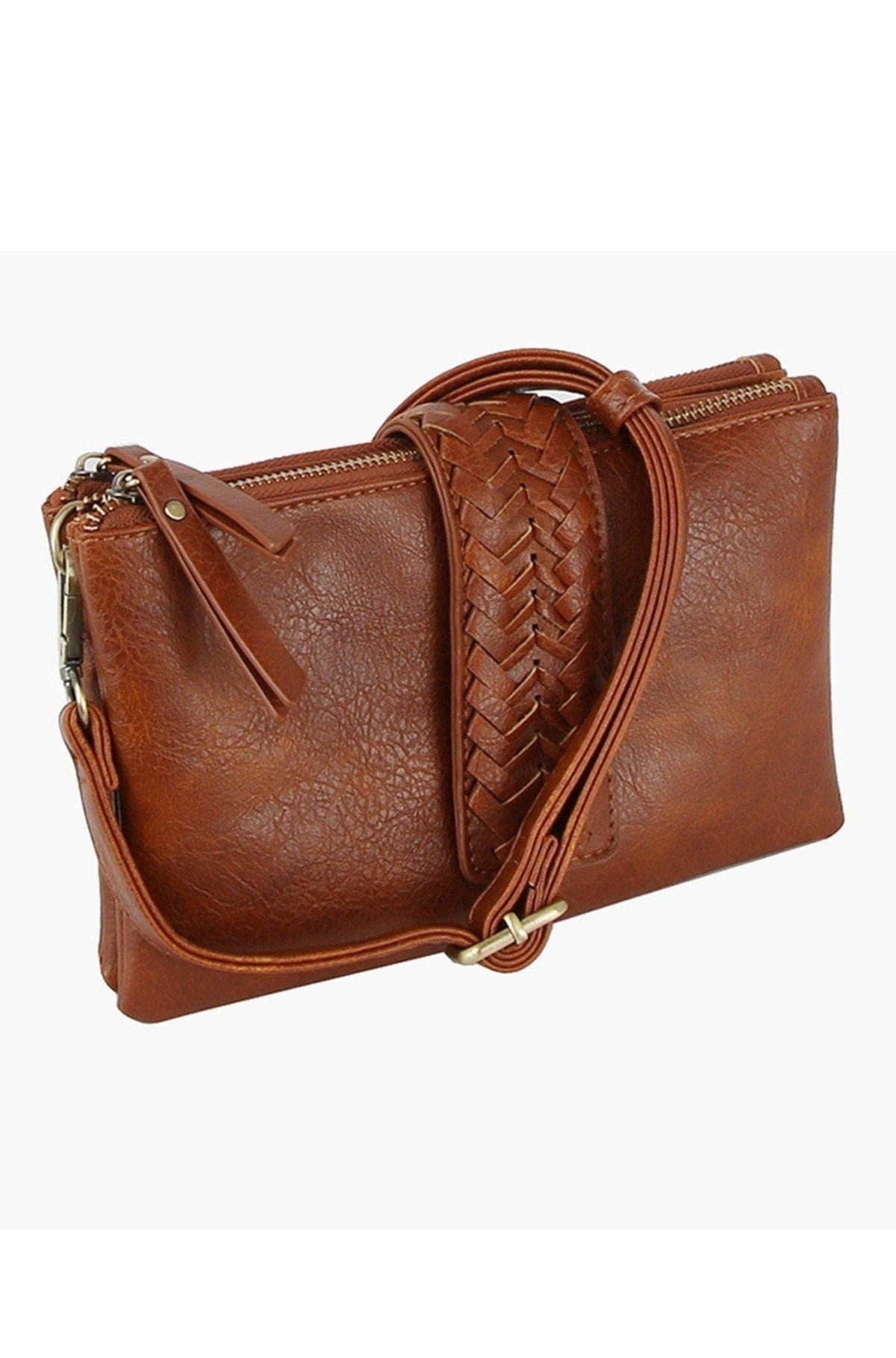 Weston Braided Strap Clutch Wallet – Vegan Leather Crossbody Option