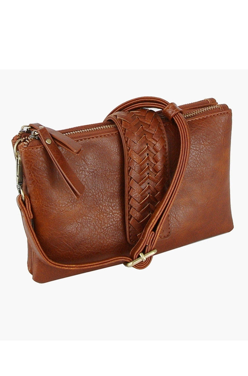 Weston Braided Strap Clutch Wallet – Vegan Leather Crossbody Option