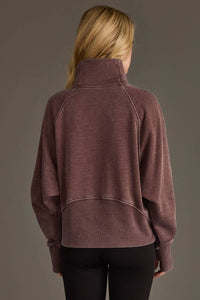 Emery Vintage Wash Quarter Zip Pullover: Cocoa Truffle