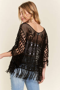 FRINGE HEM CROCHET TOP - CESW3015: Natural / ONESIZE(6)
