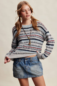 Good Mix Textured Stripe Sweater: Navy