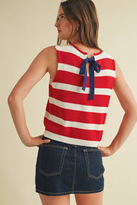The Liberty Stripe Sweater Vest: Red/White